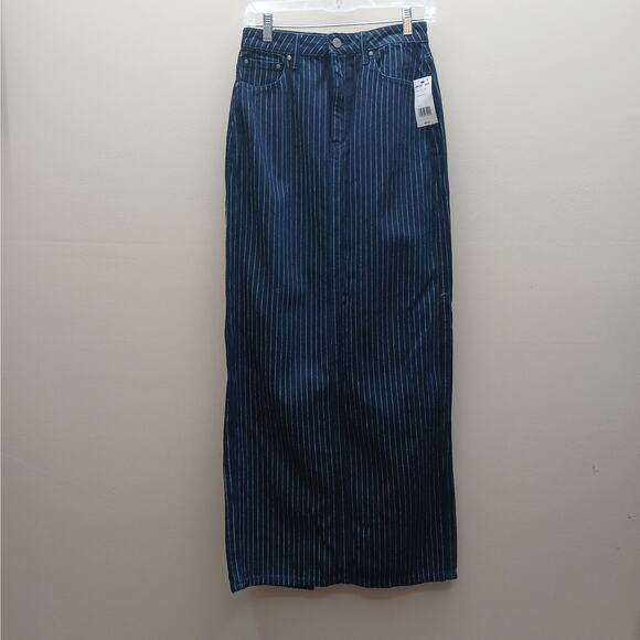 AFRM The Amiri Maxi Pencil with High Back Slit Skirt Dark Wash Blue Size 25 NWT - Picture 1 of 13